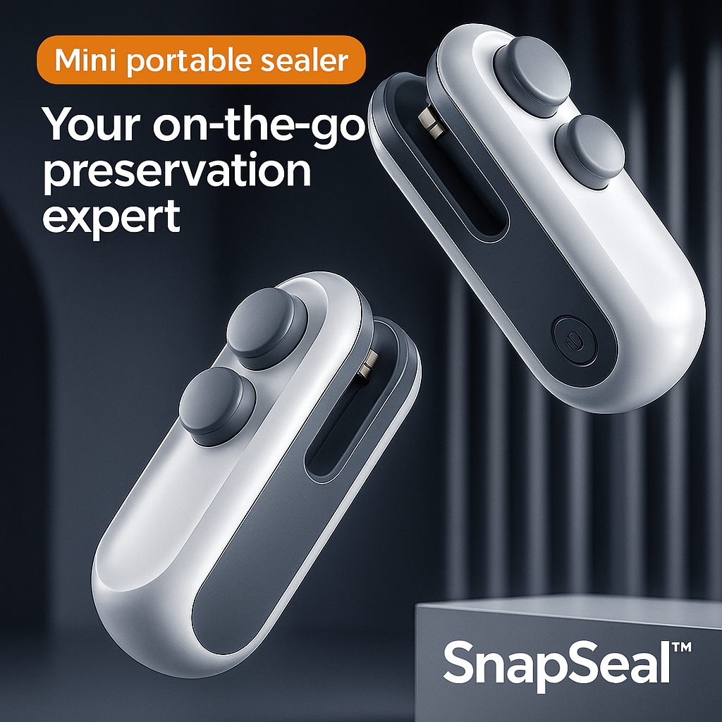 SnapSeal USB-C 2-in-1 portable bag sealer and cutter product display with compact design